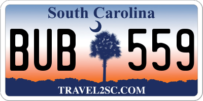 SC license plate BUB559