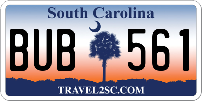 SC license plate BUB561