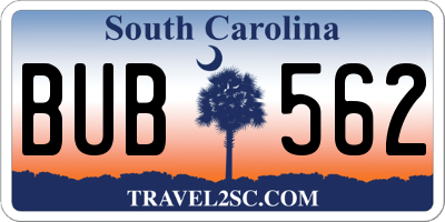 SC license plate BUB562