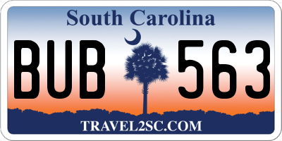 SC license plate BUB563