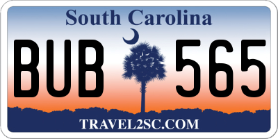 SC license plate BUB565
