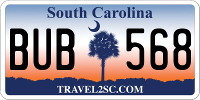 SC license plate BUB568