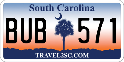 SC license plate BUB571