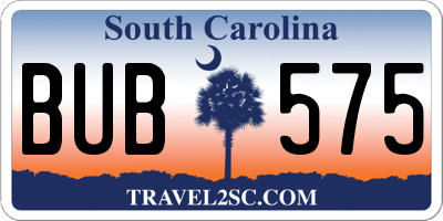 SC license plate BUB575