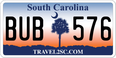 SC license plate BUB576