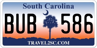 SC license plate BUB586