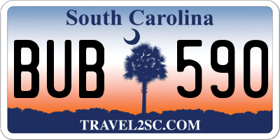 SC license plate BUB590