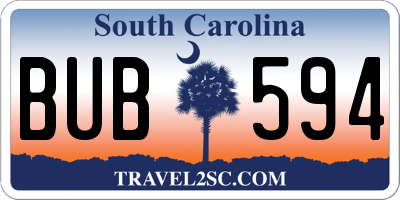 SC license plate BUB594