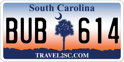 SC license plate BUB614