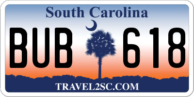 SC license plate BUB618