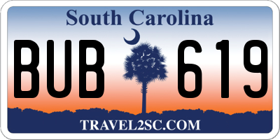 SC license plate BUB619