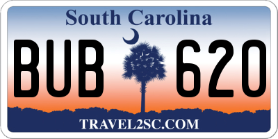 SC license plate BUB620