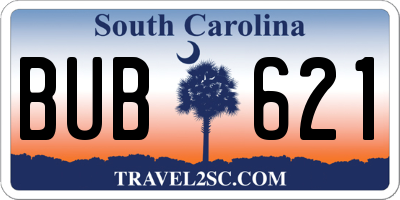 SC license plate BUB621