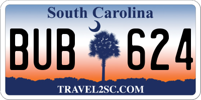 SC license plate BUB624