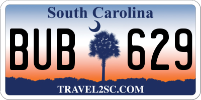 SC license plate BUB629