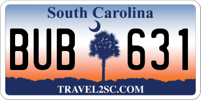 SC license plate BUB631