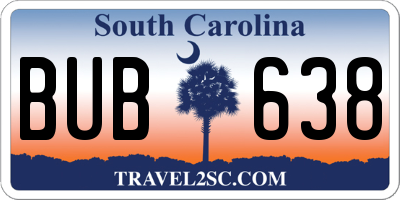 SC license plate BUB638
