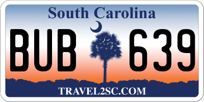 SC license plate BUB639