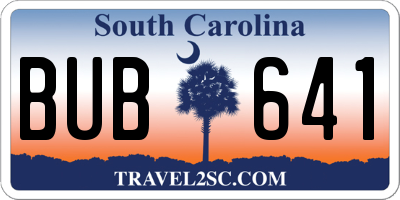 SC license plate BUB641