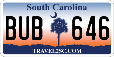 SC license plate BUB646