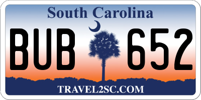 SC license plate BUB652
