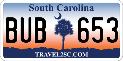 SC license plate BUB653