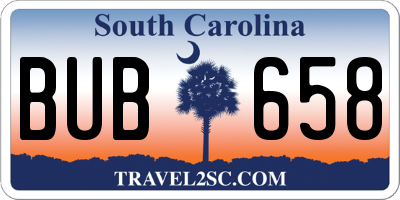 SC license plate BUB658