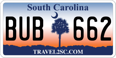 SC license plate BUB662