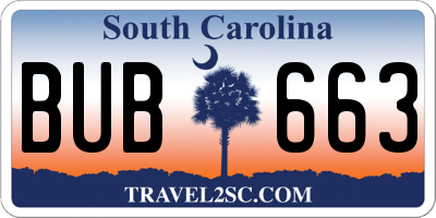 SC license plate BUB663