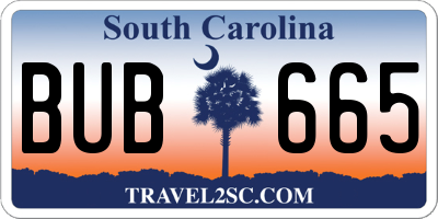 SC license plate BUB665