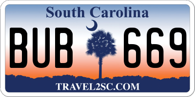 SC license plate BUB669