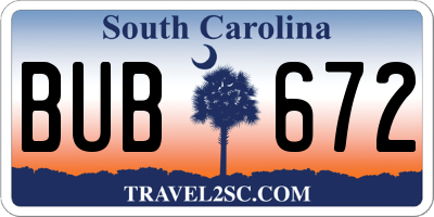SC license plate BUB672