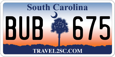 SC license plate BUB675