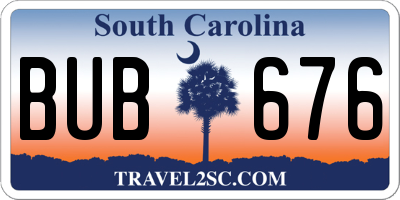 SC license plate BUB676
