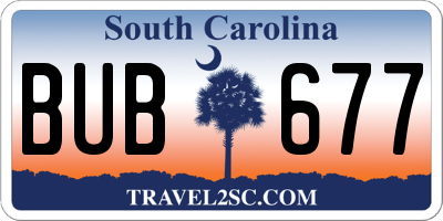 SC license plate BUB677