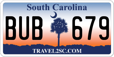 SC license plate BUB679