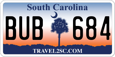 SC license plate BUB684