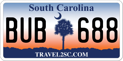 SC license plate BUB688