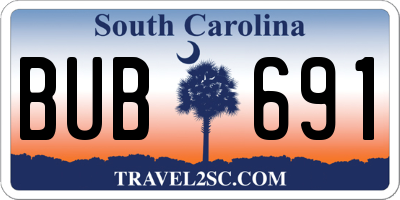 SC license plate BUB691