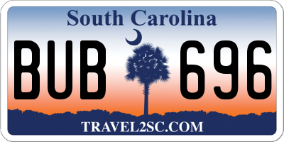 SC license plate BUB696