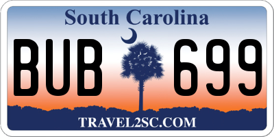 SC license plate BUB699