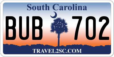 SC license plate BUB702