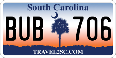 SC license plate BUB706