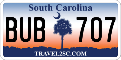 SC license plate BUB707