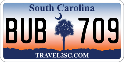SC license plate BUB709