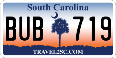 SC license plate BUB719