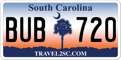 SC license plate BUB720