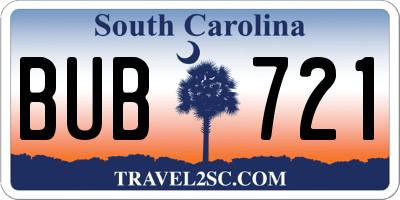 SC license plate BUB721