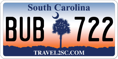 SC license plate BUB722
