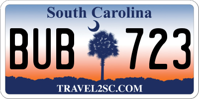 SC license plate BUB723